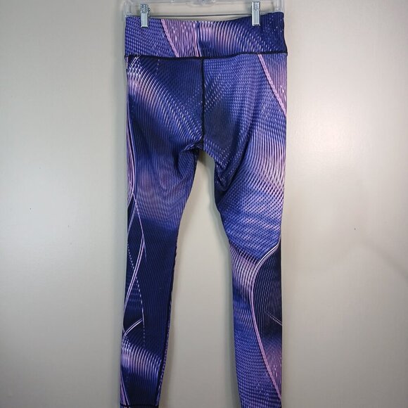 FABLETICS DEFINE POWERHOLD MID-RISE LEGGING, PURPLE ABSTRACT DESIGN, SIZE SMALL - Picture 1 of 6